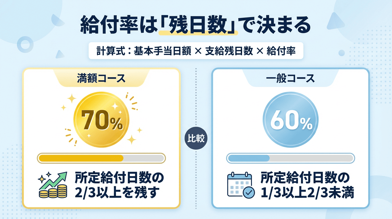 再就職手当の計算方法：満額もらうには「残日数」と「給付率」がカギ