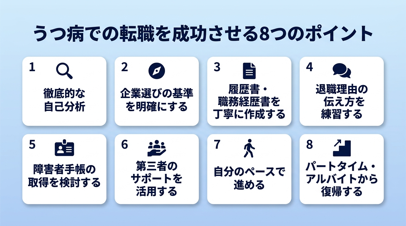 うつ病の転職を成功させるための8つの実践ポイント