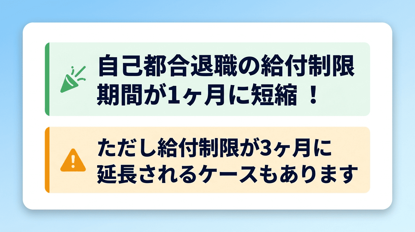 【2025年4月改正】自己都合退職の給付制限期間が1ヶ月に短縮