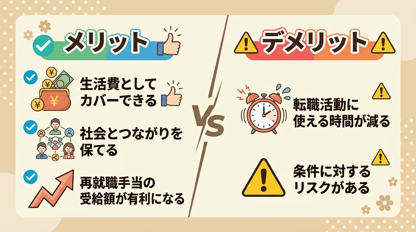 失業手当受給中にアルバイトするメリット・デメリット