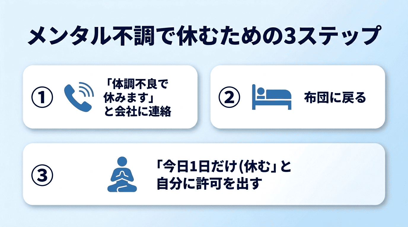 【今日休みたい人へ】メンタル不調で休むための3ステップ