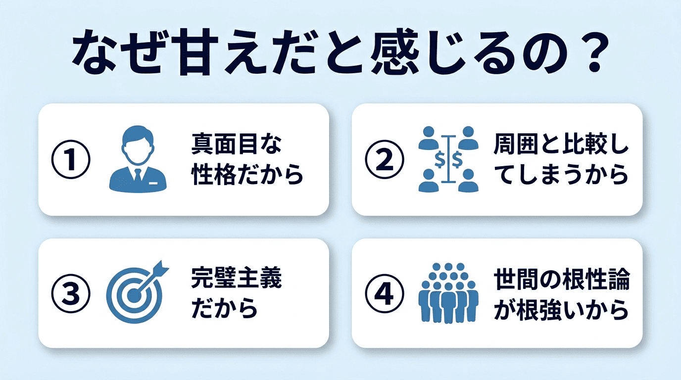 メンタル不調で休むのは甘えだと感じる4つの心理的背景