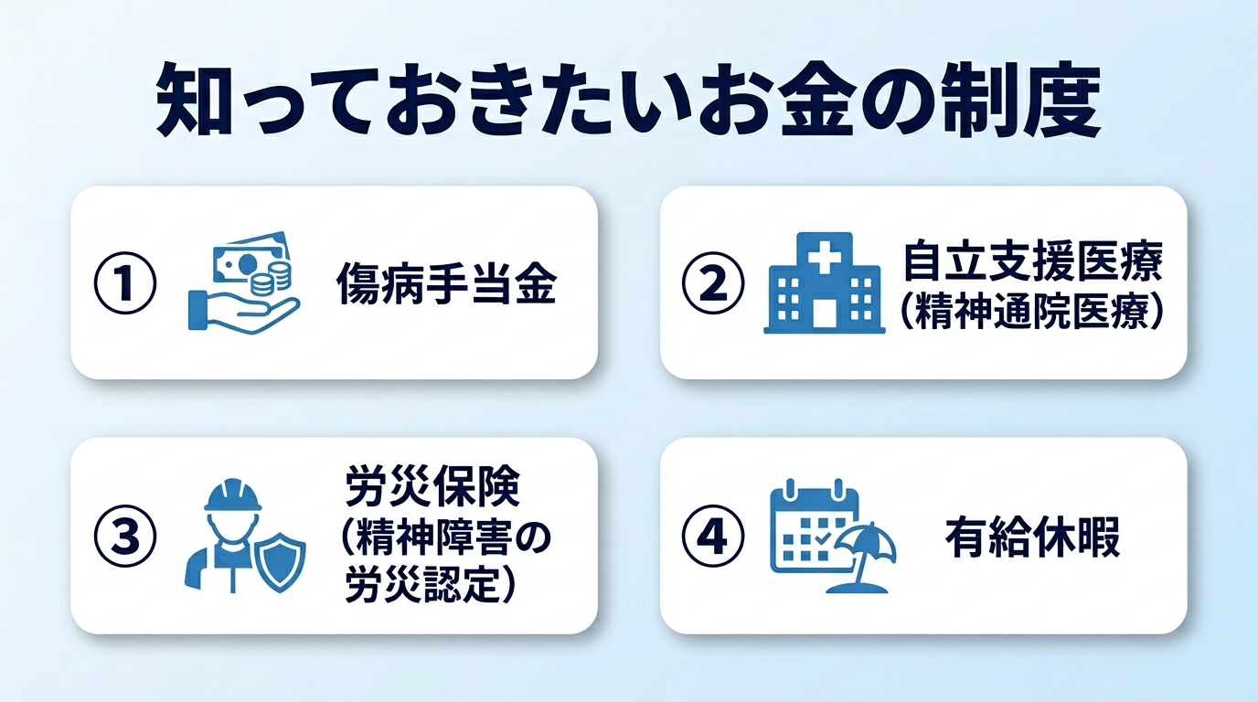 メンタル不調で休む際に知っておきたいお金の制度
