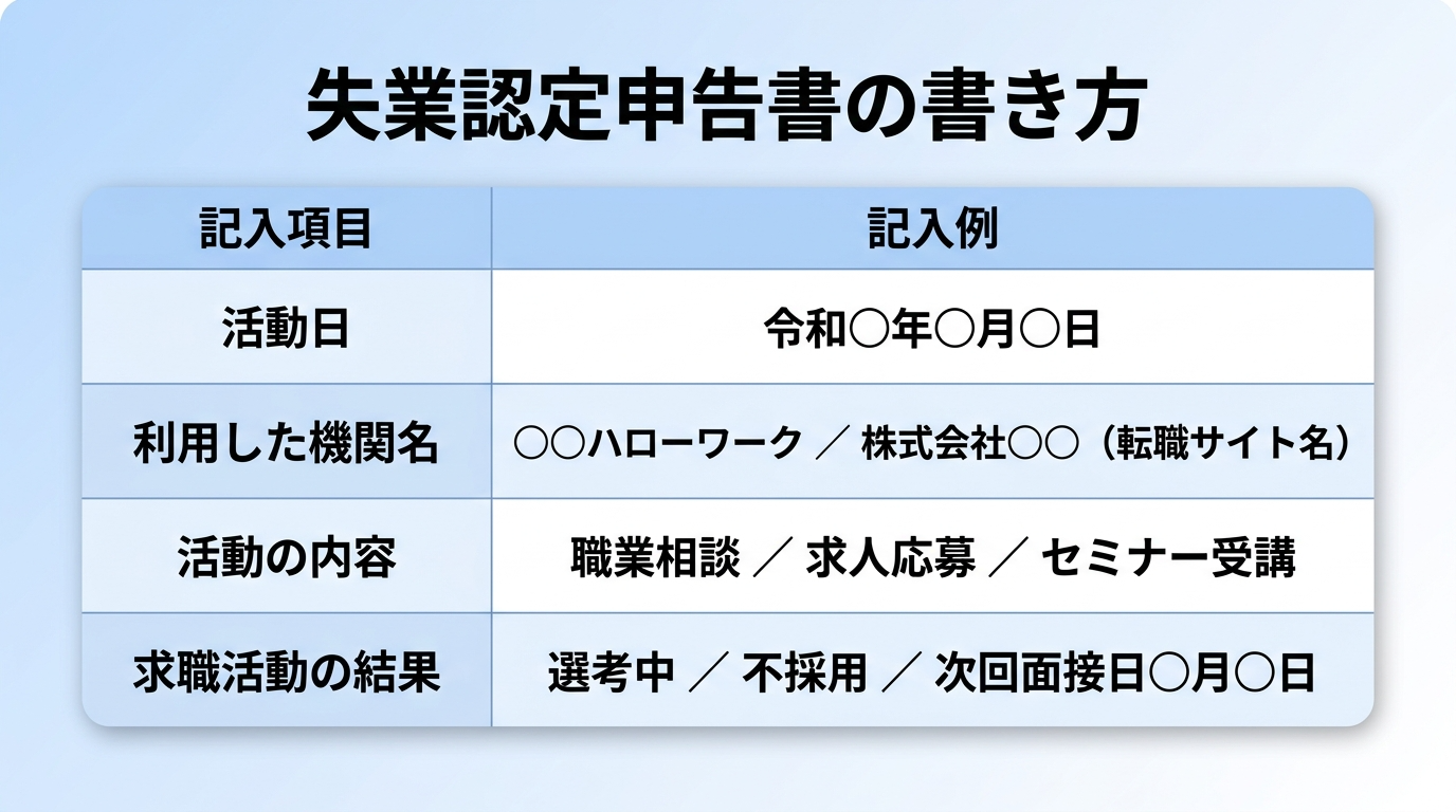 失業認定申告書の書き方と記入のポイント