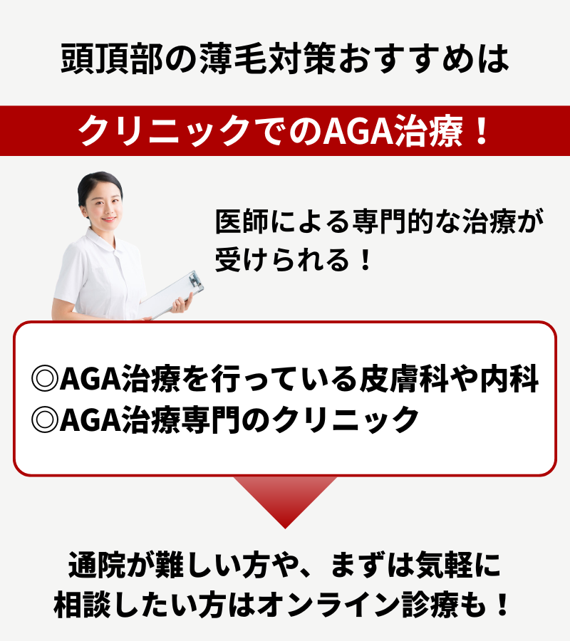 頭頂部の薄毛の対策におすすめなのはAGA治療！