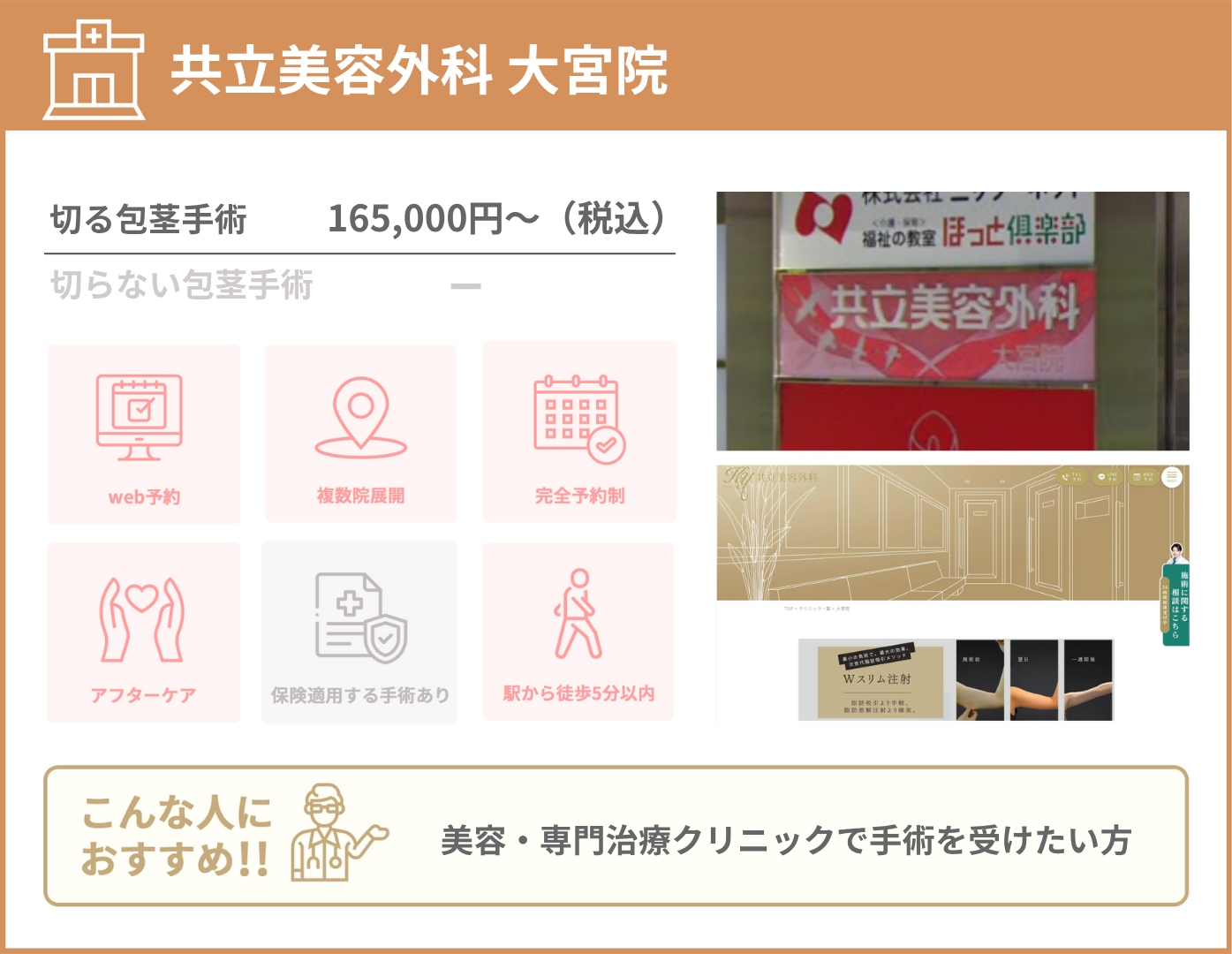 共立美容外科 大宮院 基本情報をまとめた画像