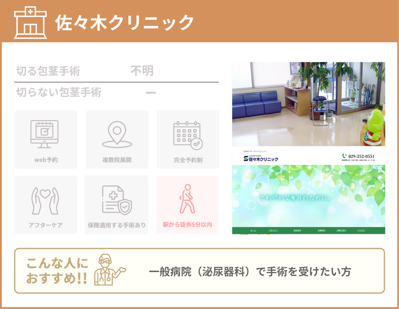 佐々木クリニック 基本情報をまとめた画像
