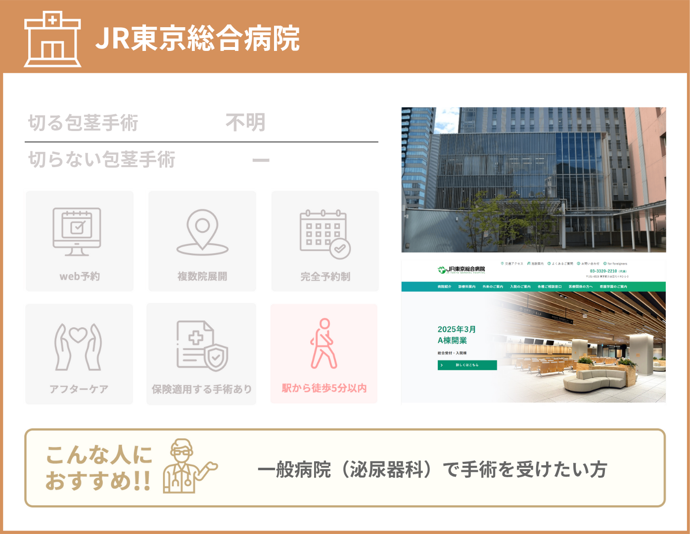 JR東京総合病院 基本情報をまとめた画像