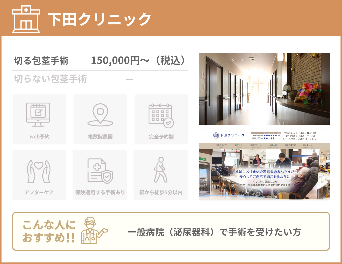 下田クリニック 基本情報をまとめた画像