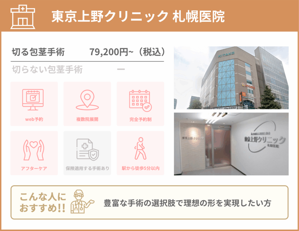 東京上野クリニック 札幌医院に関する詳細情報をまとめた画像