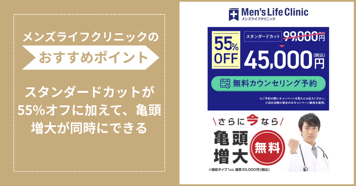 メンズライフクリニックの包茎手術のおすすめポイントをまとめたイラスト画像