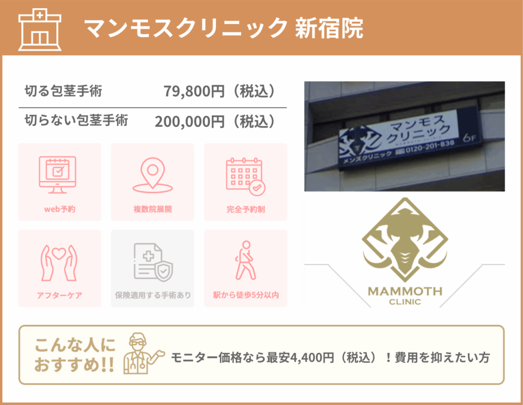 マンモスクリニック 新宿院に関する詳細情報をまとめた画像