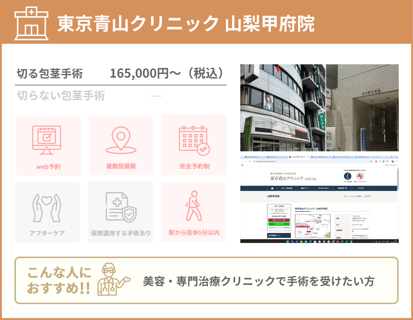 東京青山クリニック 山梨甲府院 基本情報をまとめた画像