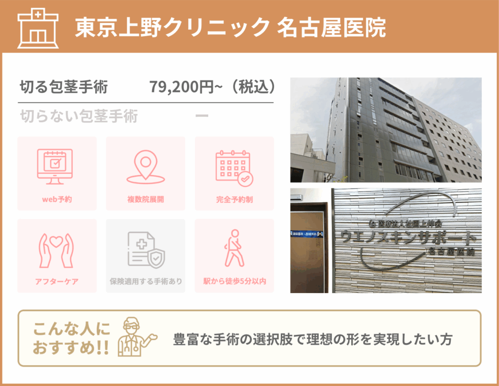東京上野クリニック 名古屋医院に関する詳細情報をまとめた画像
