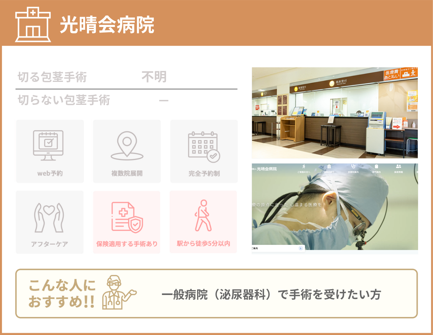 光晴会病院 基本情報をまとめた画像