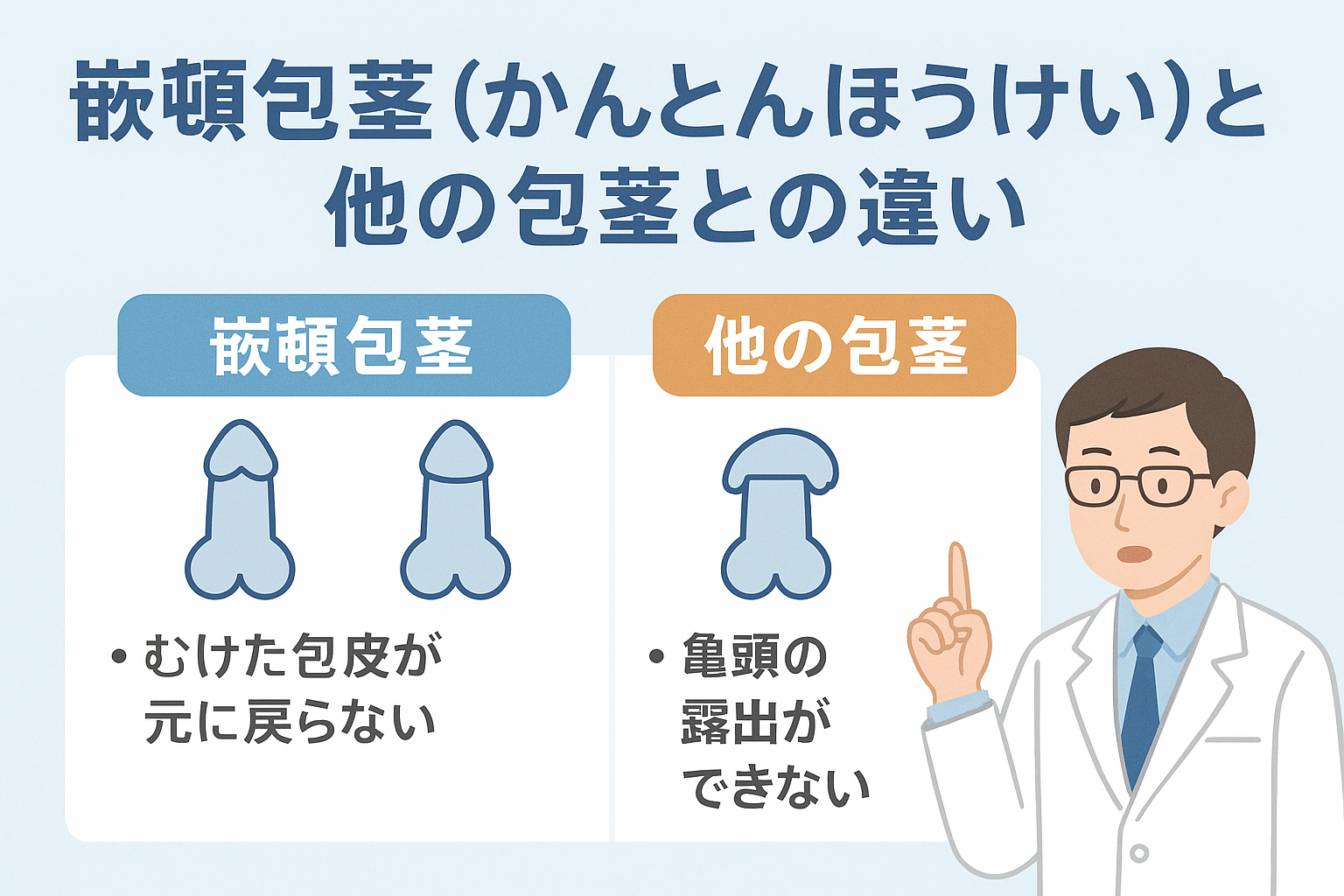 嵌頓包茎(かんとんほうけい)と他の包茎との違い