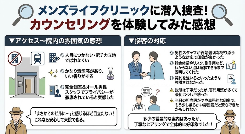 メンズライフクリニックに潜入捜査！カウンセリングを体験してみた感想