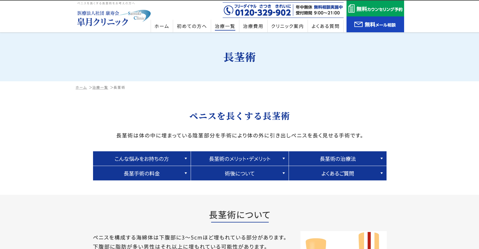 皐月クリニックの長茎術に関する画像