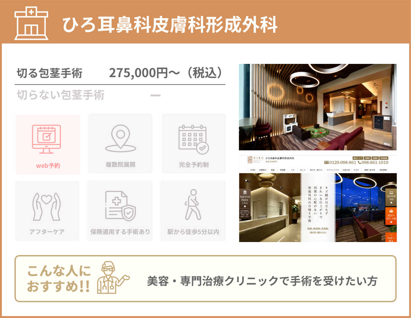 ひろ耳鼻科皮膚科形成外科 基本情報をまとめた画像