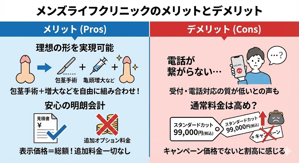 メンズライフクリニックのメリットとデメリット