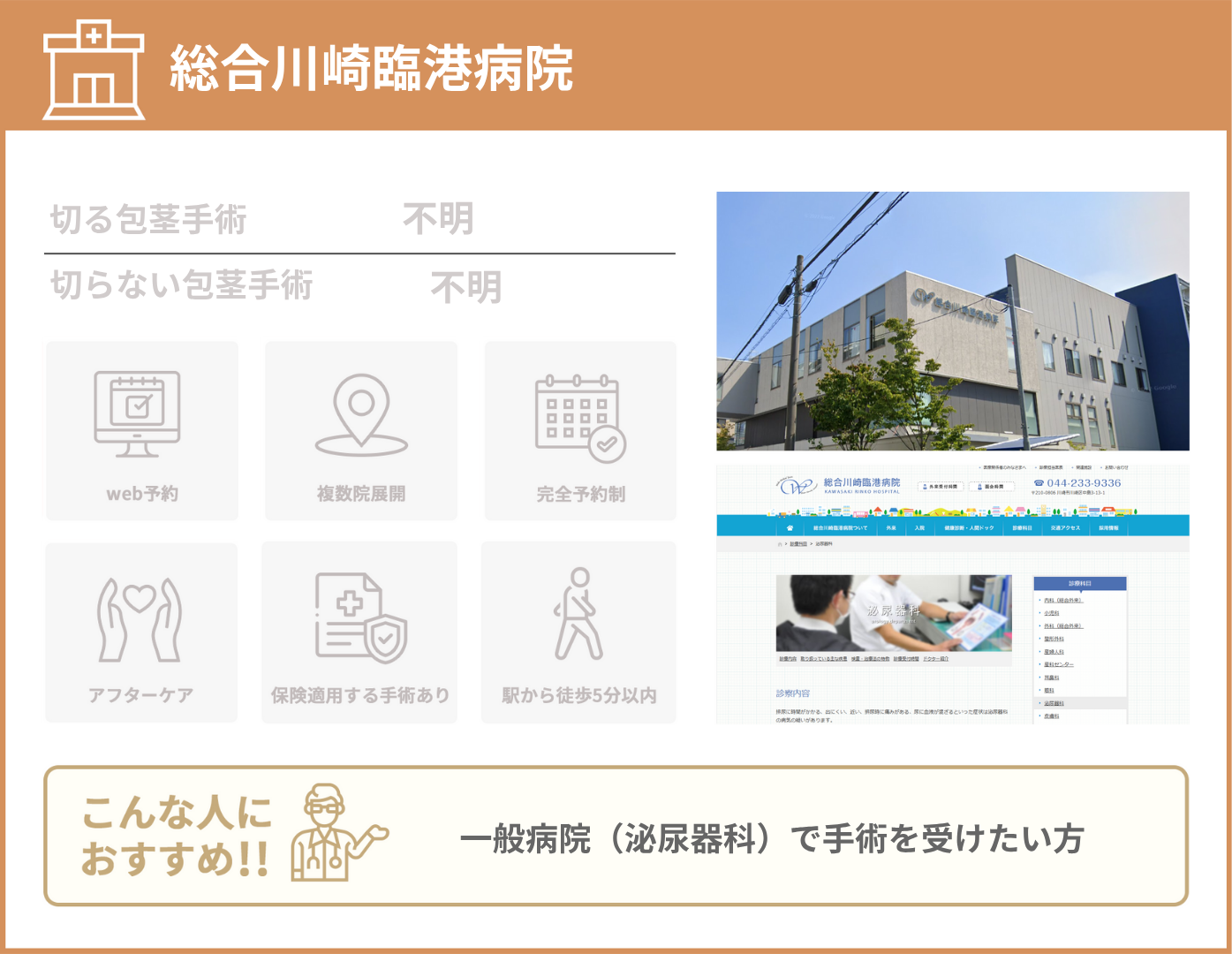 総合川崎臨港病院 基本情報をまとめた画像