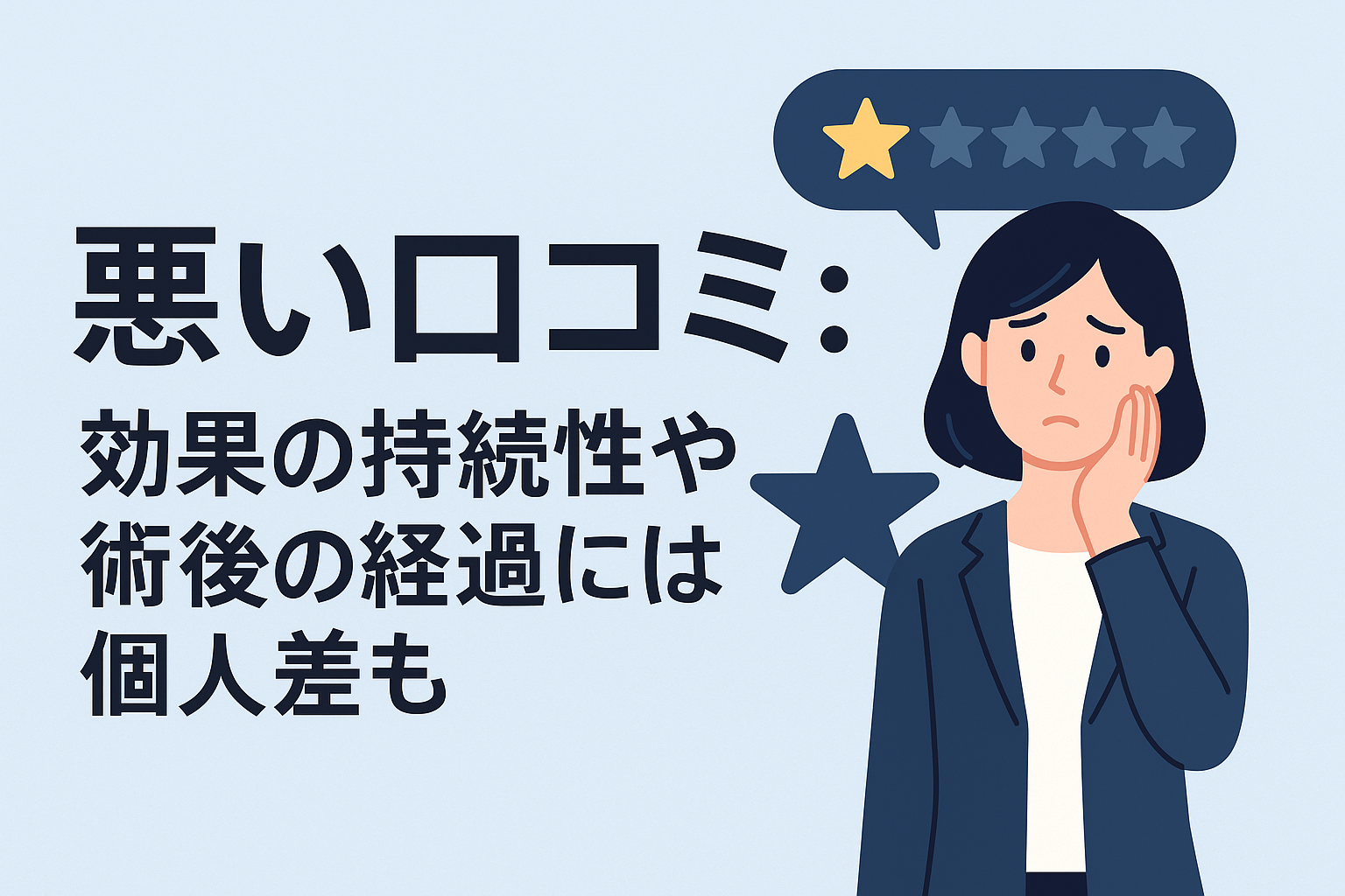 悪い口コミ:効果の持続性や術後の経過には個人差も