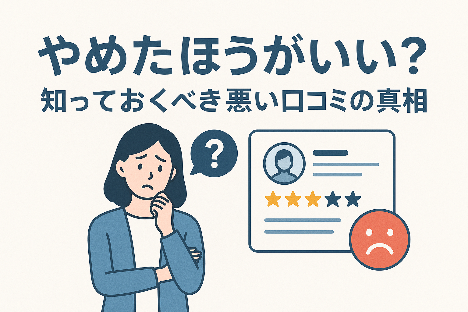 「やめたほうがいい?」知っておくべき悪い口コミの真相