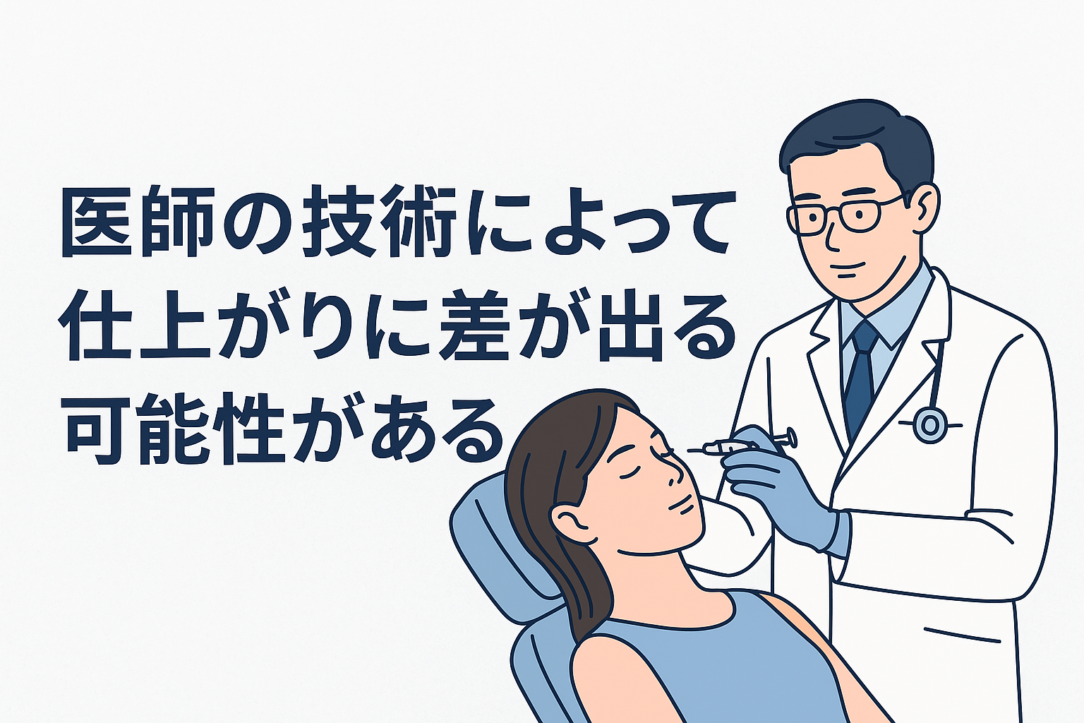 医師の技術によって仕上がりに差が出る可能性がある