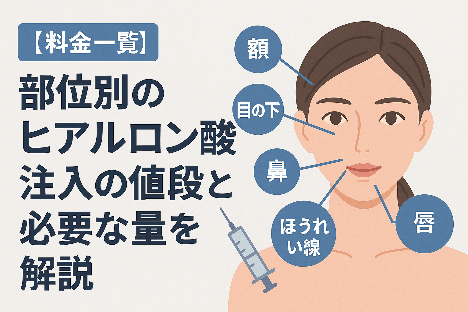 【料金一覧】部位別のヒアルロン酸注入の値段と必要な量を解説