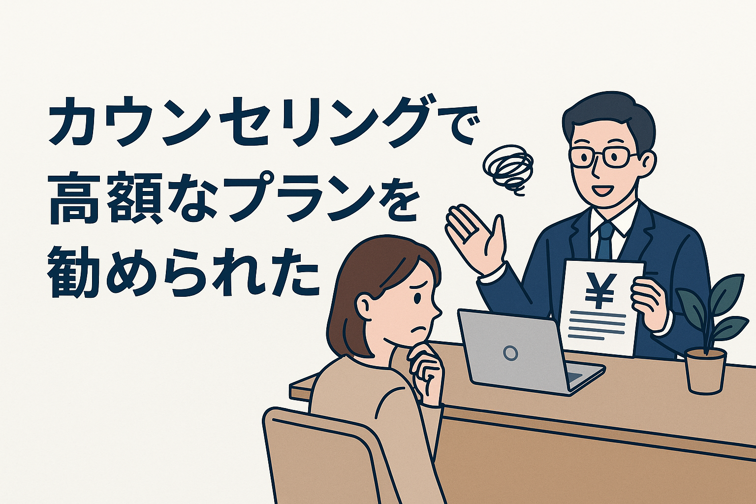 不満点①:カウンセリングで高額なプランを勧められた