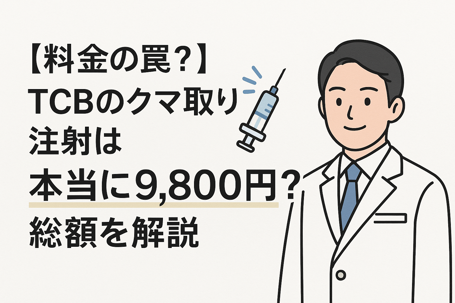 【料金の罠？】TCBのクマ取り注射は本当に9,800円？総額を解説