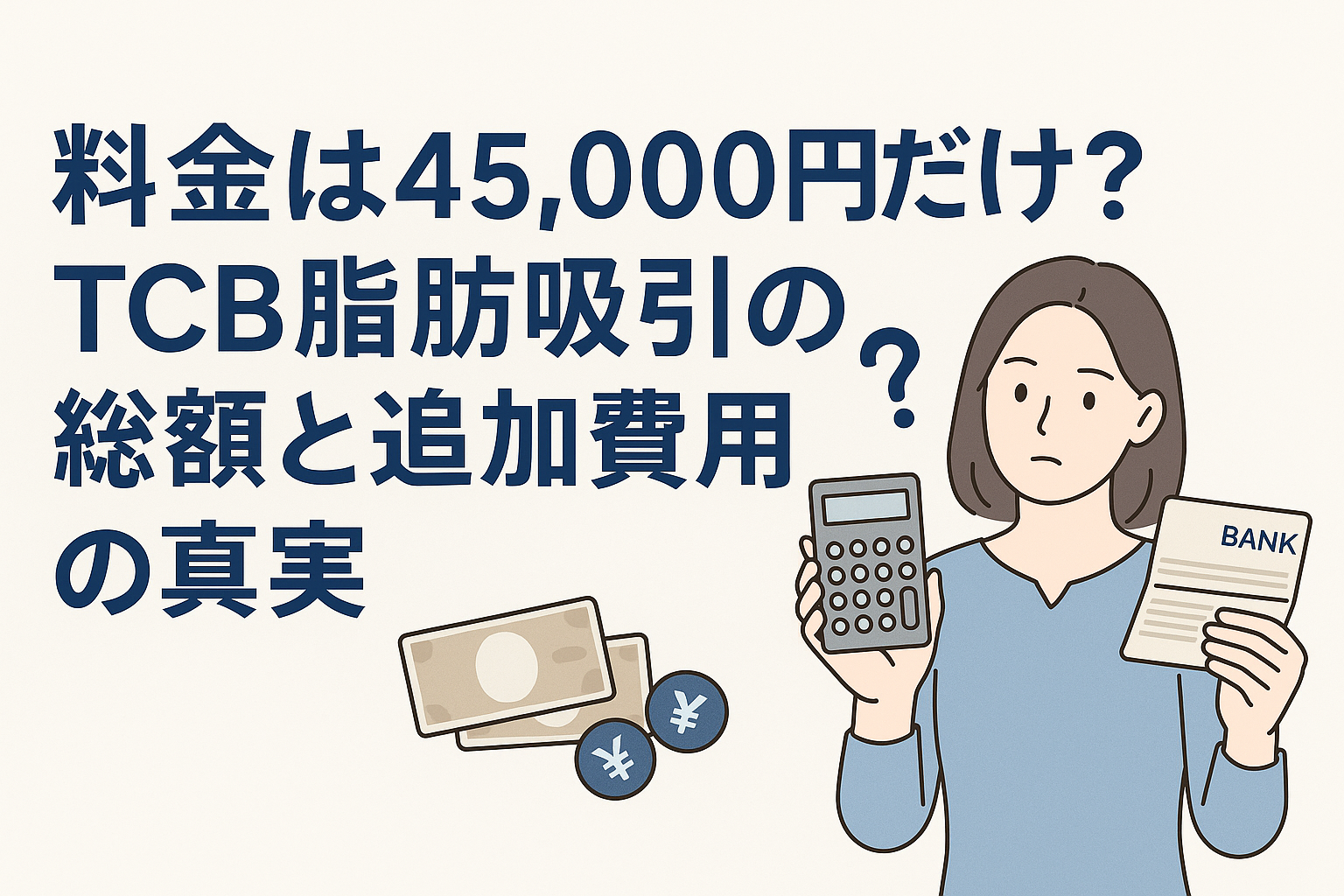 料金は45,000円だけ?TCB脂肪吸引の総額と追加費用の真実
