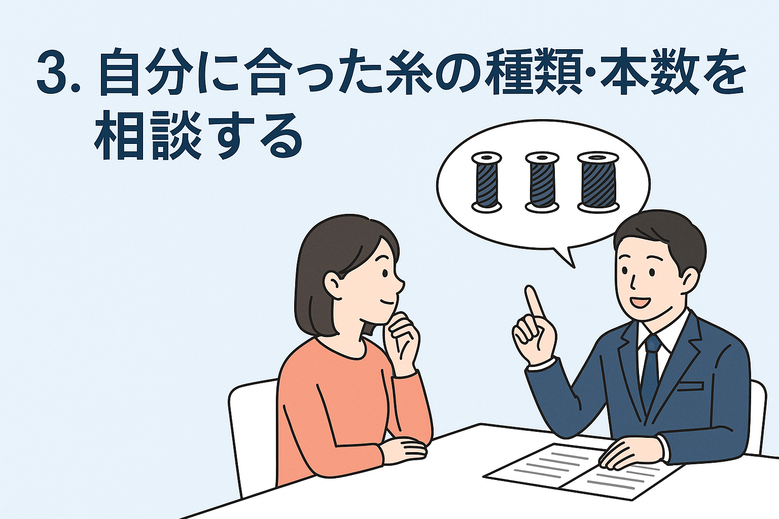 3. 自分に合った糸の種類・本数を相談する