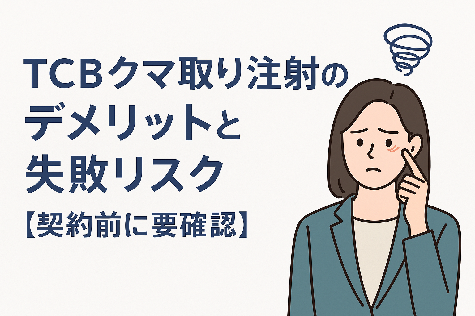 TCBクマ取り注射のデメリットと失敗リスク【契約前に要確認】