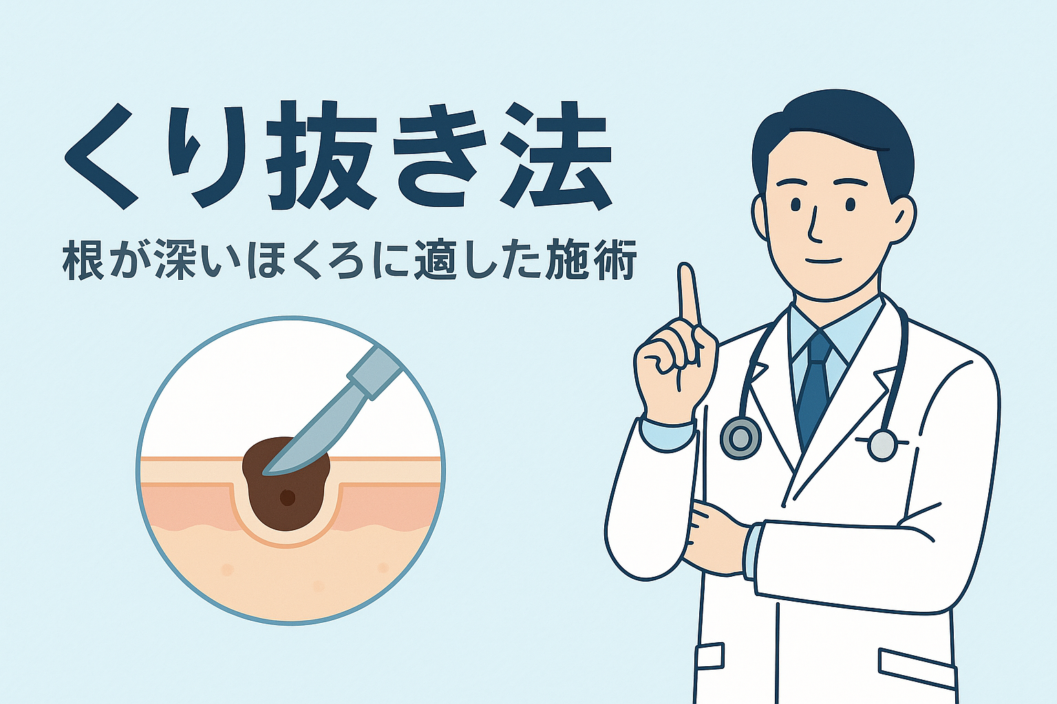 くり抜き法：根が深いほくろに適した施術