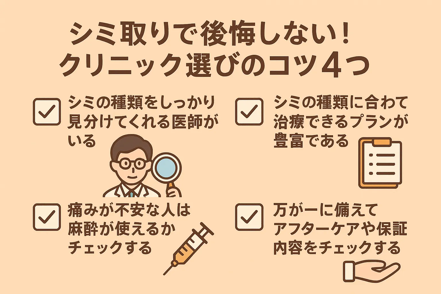 シミ取りクリニック選びで失敗しないための5つのチェックポイント