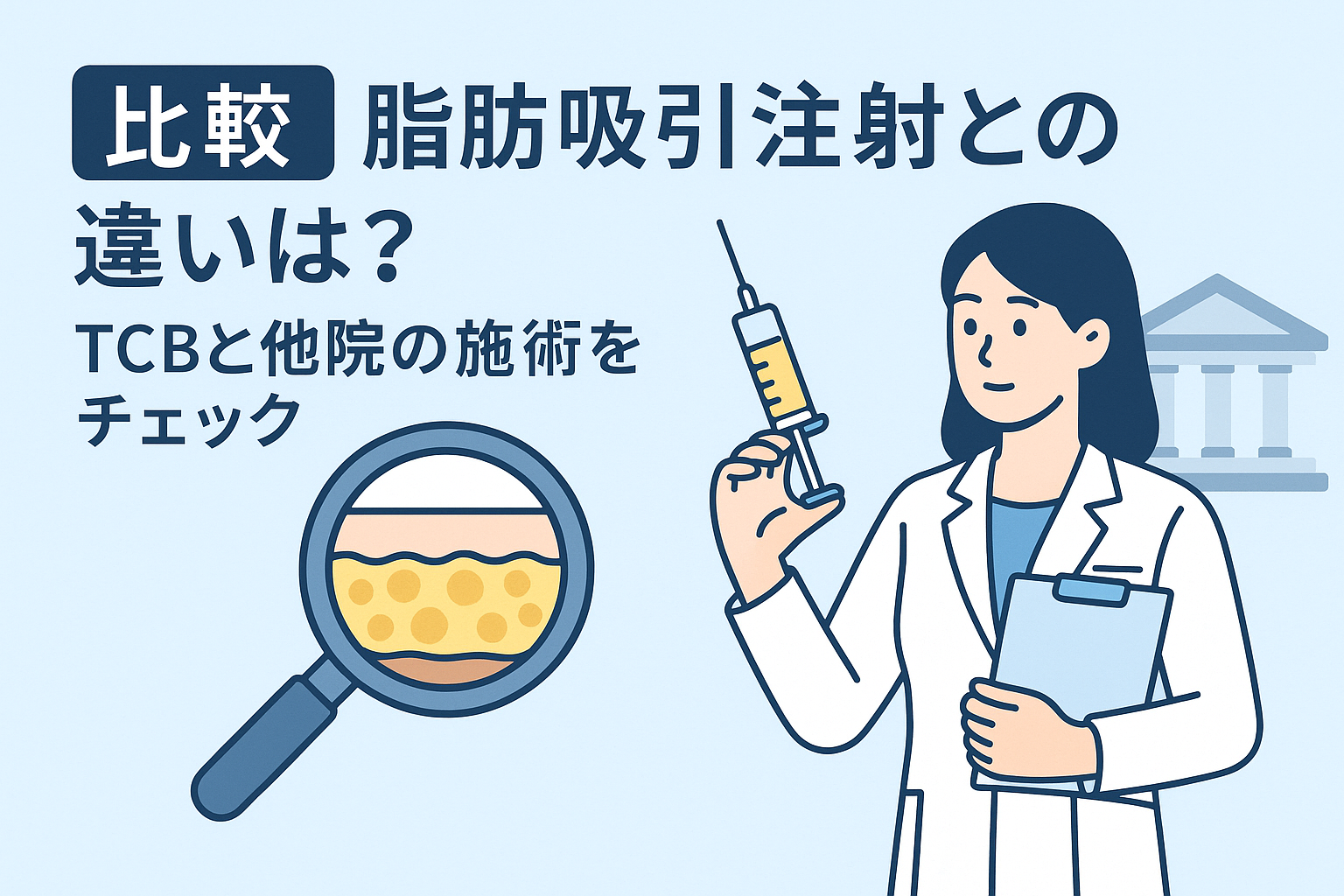 【比較】脂肪吸引注射との違いは？TCBと他院の施術をチェック