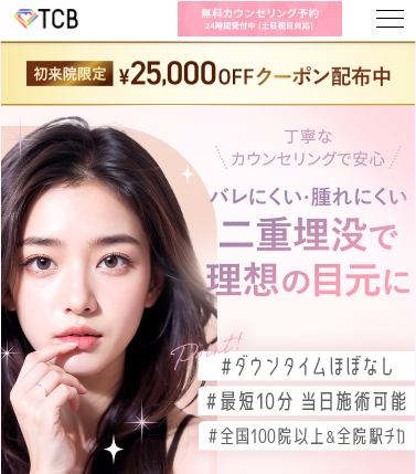 TCB東京中央美容外科の二重埋没法の施術イメージ