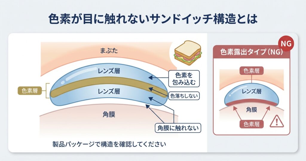 色素が目に触れないサンドイッチ構造とは
