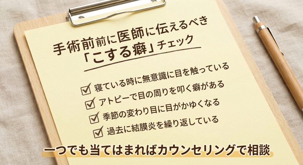 手術前に医師に伝えるべきこする癖チェック