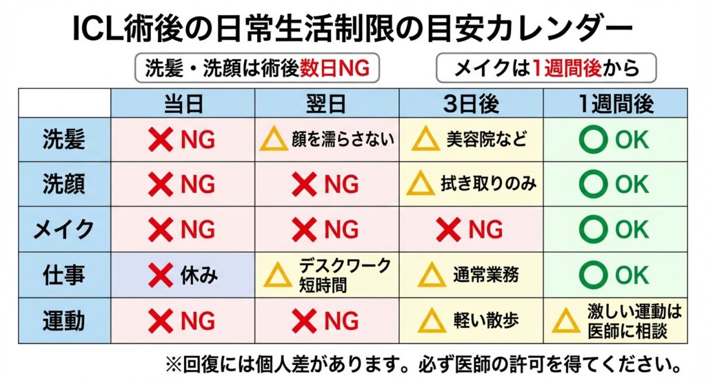 ICL手術後の目を守るために日常生活で守るべき期間と制限