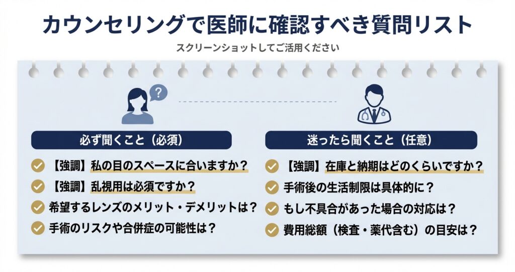 カウンセリングで医師に確認すべき質問リスト